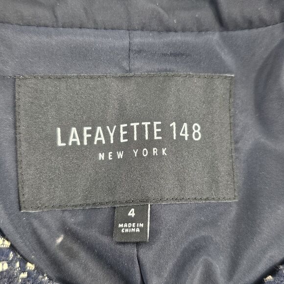 lafayette 148 Jaylan Seacliff Ink Blue Zip-Front Tweed Jacket Women's Size 4 - Picture 3 of 8